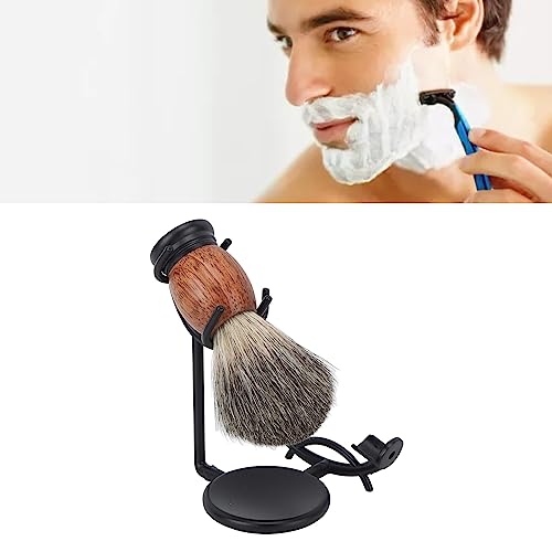 Ensemble d'outils de rasage pour barbe avec support et blaireau de salon - 4