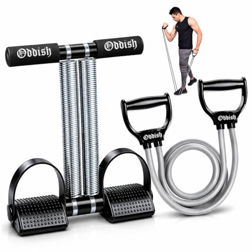 Image of ODDISH way to fitness Double Spring Tummy Trimmer with Resistance Tube | Heavy Duty Ab Exerciser Combo for Men & Women | Home Gym Equipment for Belly Fat Loss, Abs, Waist, Arms & Full Body Workout