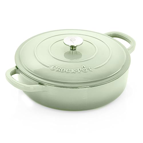 Artisan 5 Quart Round Enameled Cast Iron Braiser Pan with Self Basting Lid in Pistachio Green