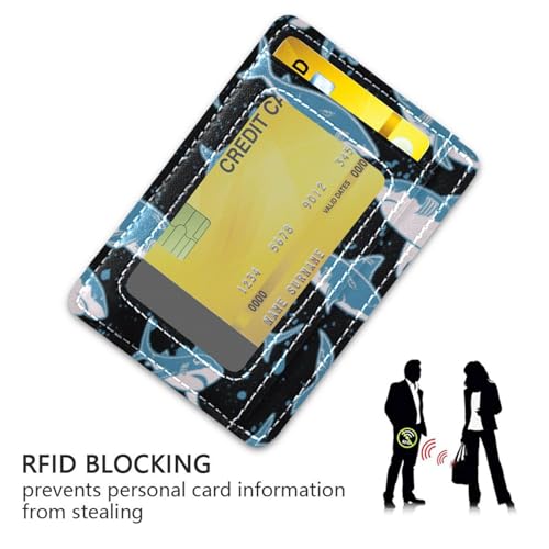 Front Pocket Minimalist Leather Slim Wallet Credit Card Holder Blue Shark for Men & Women3