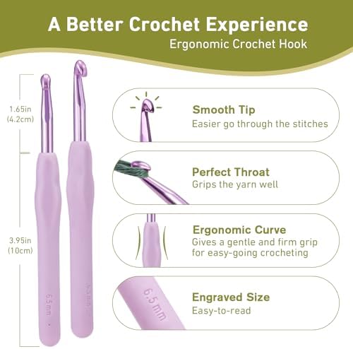6.5mm Crochet Hook, Super Smooth 6.5 mm Ergonomic Crochet Hooks for Beginners, Comfort Crochet Needle for Arthritics, 1 Pack - 1
