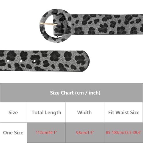Womens Leopard Printed Retro Belts, 1.5" Width Wide Faux Fur Leather Round Buckle Waistband for Jeans Pants4