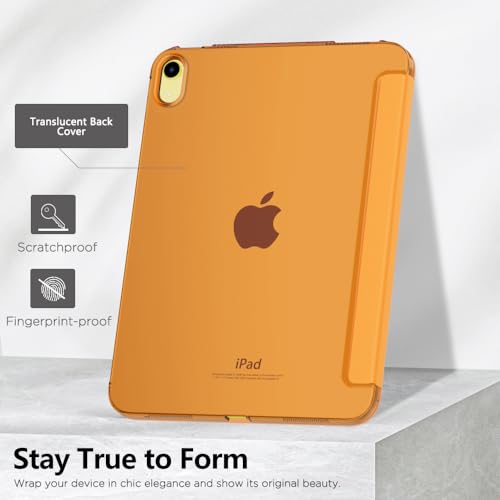 Image of MoKo for iPad (A16) 11th Generation Case 11 Inch 2025, iPad 10th Generation Case 10.9 Inch 2022, Slim Stand Hard PC Translucent Back Shell Smart Cover, Support Touch ID, Auto Wake /Sleep, Papaya
