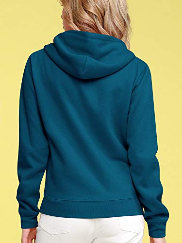 Come Together California CTC WSK954 Womens Active Fleece Zip Up Hoodie Sweater Jacket M Teal