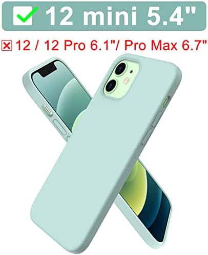 ORNARTO Compatible with iPhone 12 mini(2020) Case 5,4, Slim Liquid Silicone Full Covered Soft 3 Layers Gel Rubber with Microfiber Case Cover 5.4 inch-Navy Blue