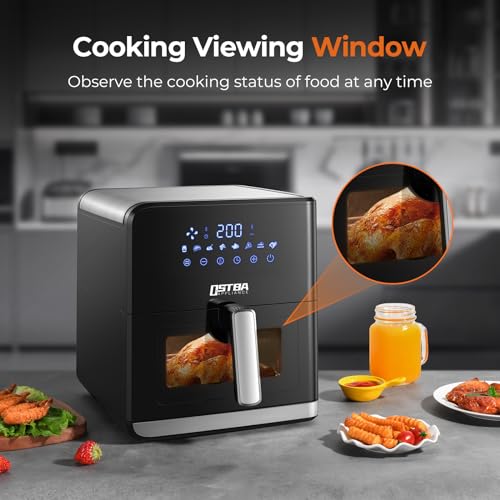 Familieformaat heteluchtfriteuse met Rapid Air-technologie, 7,5 l Air Fryer met kijkvenster, digitaal led-touchscreen, 8 programma's, gezonde friteuse zonder olie, 1700 W, zwart - Afbeelding 3