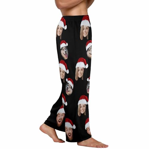 YESCUSTOM Personalized Face Santa Hat Pajama Bottoms Pants for Men Boyfriend Husband2