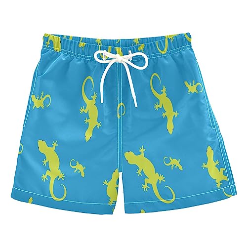 Cute Green Lizard Boys Swim Trunks Toddler Beach Board Shorts Quick Dry Kids Swimwear Bathing Suits 3T