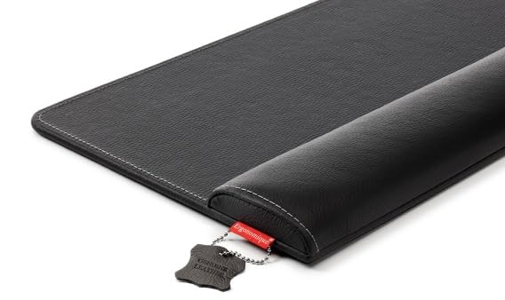 ErgoPols Deluxe Handgelenkauflage, Schwarz, 495x270x25mm | Ergonomische Tastatur Handauflage, strapazierfähiges Leder, Für Büro/Zuhause,Leicht zu reinigen