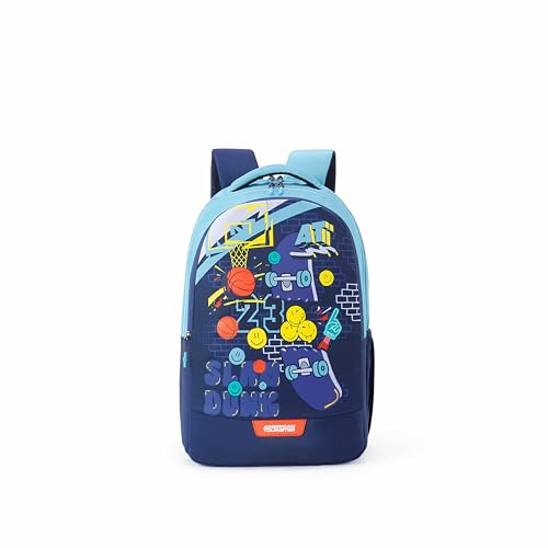 Image of American Tourister Drip | 33 Ltrs | 3 Compartments | Bottle Pocket | Ergonomic Padded Back Panel & Shoulder Straps | School Backpack for Boys & Girls | 1 Year International Warranty | Skater Navy