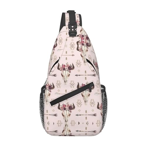 Mochila cruzada con diseño de calavera para deporte