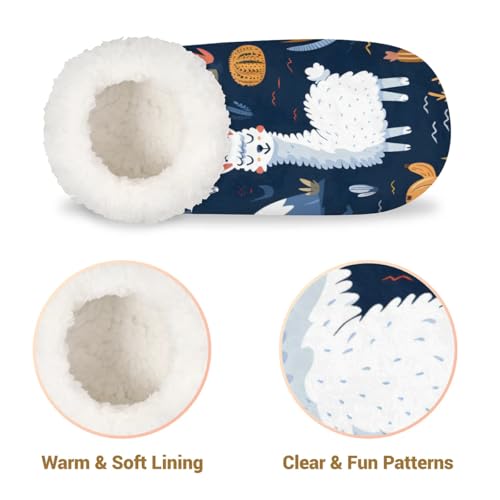 Women's Slippers Socks Cozy Fuzzy Sherpa House Shoes Winter House Bedroom Slippers Cactus Llama Cute Alpaca4