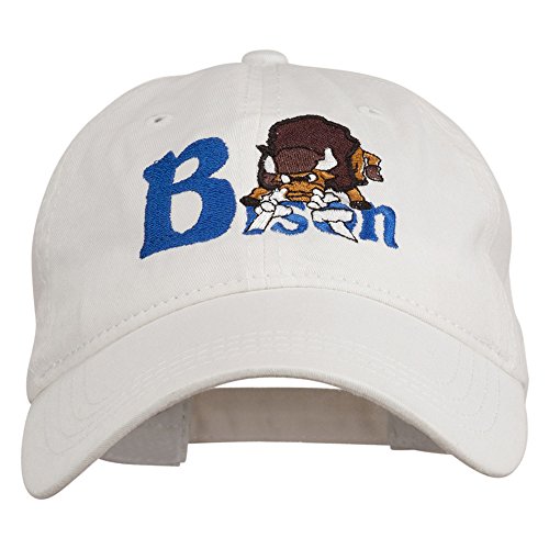 Bison Mascots Embroidered Washed Cap - White OSFM