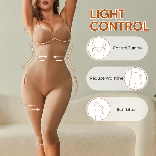 Image of Tummy Control Bodysuits Full Body Suit Shapewear One Piece Capri Jumpsuits for Women