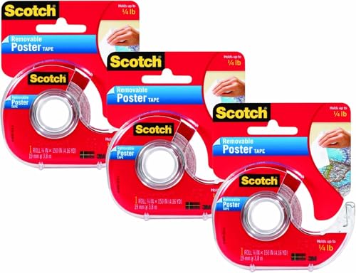 Scotch Mounting, Fastening & Surface Protection Scotch Removable Poster Tape, 3/4 x 150 Inches, 3 Pack, 109-3 - image 1
