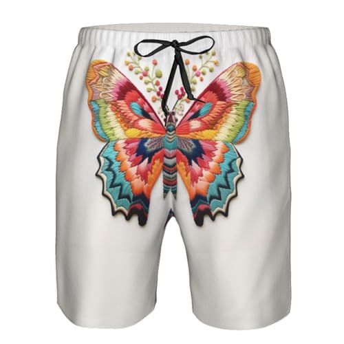 Embroidery Colorful Butterfly Print Stylish Beach Shorts Swim Trunks Lightweight Breathable Summer Outdoor Activities4