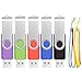 Produktbild USB 2.0 Stick 4 GB Speicherstick 5 Stück Bunt Memory Sticks 4 GB USB Flash Drive Rotate Metall Datenspeicher Verschiedenfarbigen Pendrive mit Handgelenkseile by FEBNISCTE