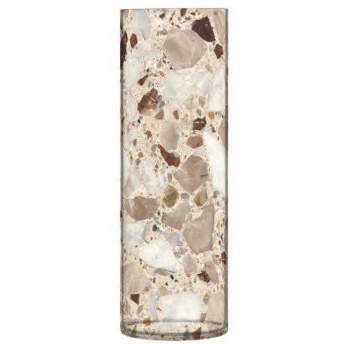 xmycdz Brown Marble Print Flower Vase Beige Marble Vases Clear Plastic Vase