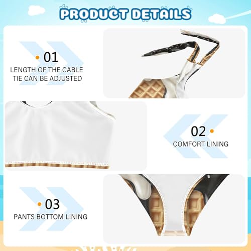 Glaze Caramel Sprinkles Black White Ice Cream Girls Tankini Swimsuit Kids Bikini Sets 2 Pcs Bathing Suit 3T4