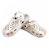 CONCEPTION MODERNE ET EXCLUSIVE : Sabots sanitaires pour femme avec imprimé marbré bicolore qui apporte un style élégant et unique à chaque paire. En raison du processus de fabrication avec mélange d'EVA, chaque design est légèrement différent, ce qui fait de chaque unité une pièce exclusive.