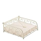 Maße: ca.18 x 18 x 7 cm Ambiente Metall Serviettenhalter Heart Herz Creme Beige Für Servietten 33 x 33 cm