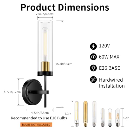 Image of BUTHY Modern Bathroom Sconces Set of 2, Hardwired Vanity Light Fixtures