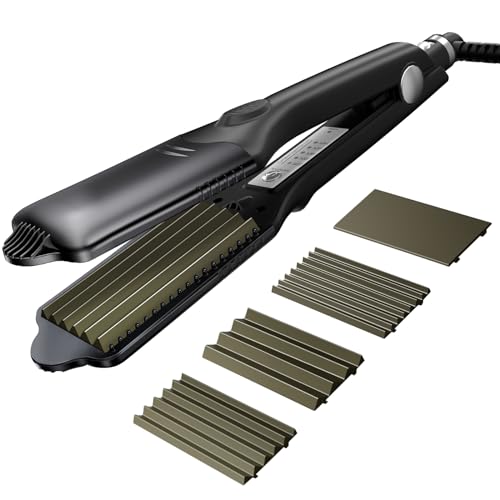 HCAH ヘアアイロン ウエーブアイロン ワッフルアイロン 140℃~220℃ 5段階温度 海外対応 プロ仕様 PSE認証に...