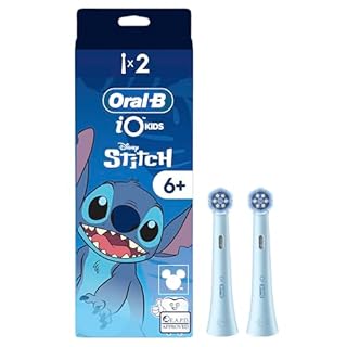 Oral-B iO Kids Disney Stitch Testine di ricambio per spazzolino elettrico per bambini dai 6 anni, Testine di ricambio Oral-B AUTENTICHE, fili extra morbidi, set di 2 testine di ricambio