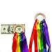 MEROCO Wood Ring Ribbon Rainbow Streamers Hand Kite Beach Activities for Kids Dance Props 2pcs