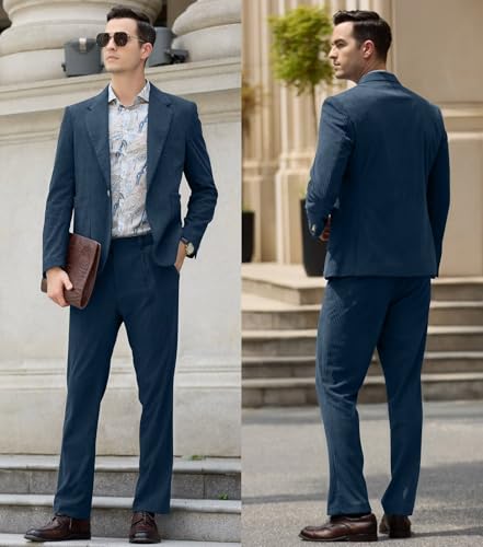 Men's Suits Corduroy 2 Piece Slim Fit One Botton Tuxedo Wedding Suit for Men Formal Blazer Suit for Prom Party3