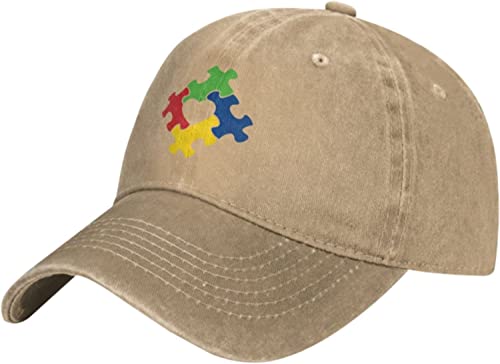 NLWQEKV Autism Heart Puzzle Autism Awareness Cappello da Baseball da Cowboy Uomo Donna Classico Berretto da Baseball da Esterno Regolabile Nero