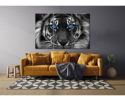 Arnlrdya Tiger Wall Art Tiger Blue Eyes Picture Printed On Canvas Wall Decor Paintings Black And White Tiger Decorations Posters Artwork Framed 3 Piece Ready To Hang(36''Wx24''H) #TOP1