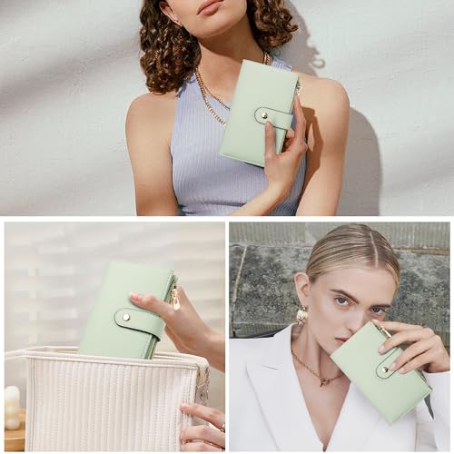 Image of yiijay Womens Wallet RFID Blocking Vegan Leather Trifold Clutch Credit Card Holder Ladies Travel Wallet Purse with Pen Holder, Green