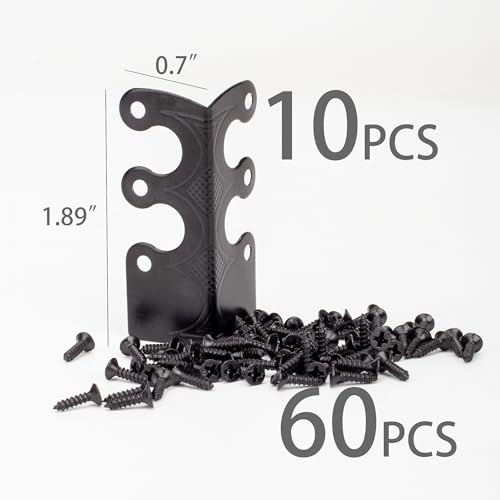 Image of Skiffers Baseboard Corner Protectors, Vintage Metal Covers for Wall Corners, Decorative Skirting Board Protectors (Black, 10pcs)
