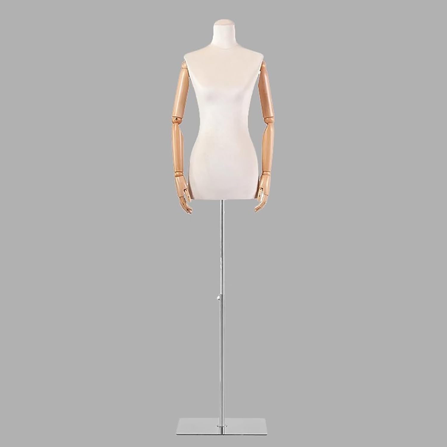CONGRUI Female Mannequin Torso, Body Dress Form, Dummy Display Used for Gown Cheongsam, for Fashion Store or Boutique(Silver)