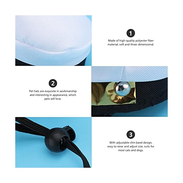 Amosfun pet captain's hat sailors sea captain white captain hat dog cat puppy sailor halloween cosplay costume hat 5. 3 inch - image 4