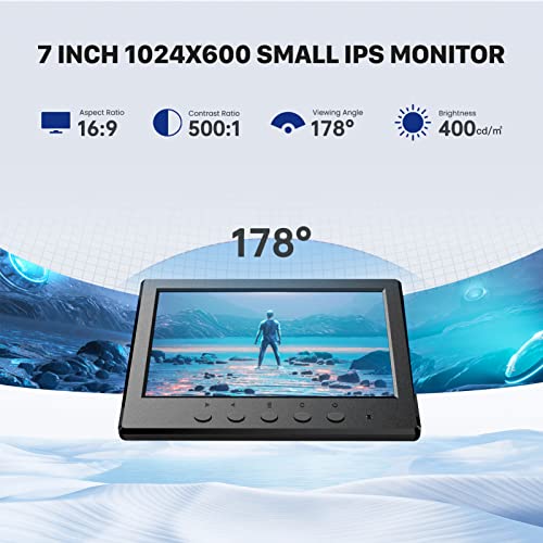 Eyoyo Mini Monitor 7 Inch Small Hdmi Monitor 1024X600 Lcd Screen Display Hmdi Av Vga Bnc Usb Input For Pc Cctv Security Camera Computer Laptop Raspi thumb #1