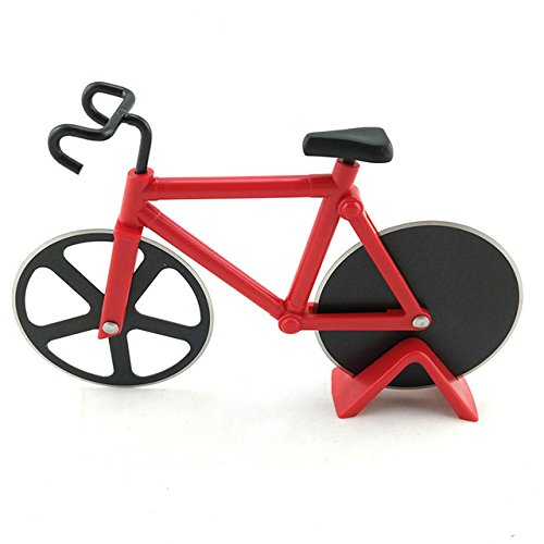 CARRYWON Bicycle Pizza Cutter Dual Nonstick Stainless Steel Bike Pizza Cutter Wheel Pizza Round