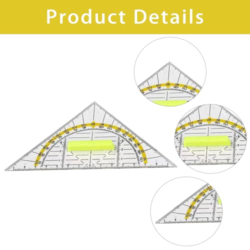 4 Stück Geodreieck mit Griff Geodreieck Flexibel Set,16cm Kunststoff Lineal Geo Dreieck Transparent Zeichendreieck Winkelmesser,Geodreieck Klein Groß zum Zeichnen für Studenten Büro Designer Malerei