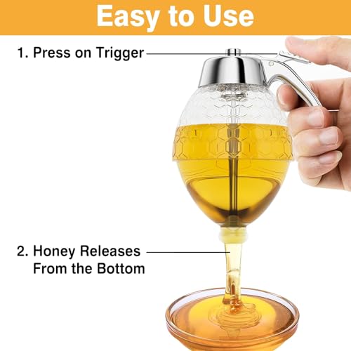 Moyac MJ301 Honey Dispenser No Drip Glass, Maple Syrup Dispenser thumb #2