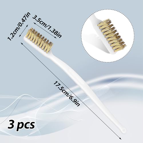 3 Pcs Copper Wire Brush Small Brass Brush 3D Printer Nozzle Cleaner Tool Copper Cleaning Toothbrush Masonry Brush Brass Brush Handle Hot End Cleaning Wire Bristle for Cleaning Welding Slag and Rust by salbsever - Image 2