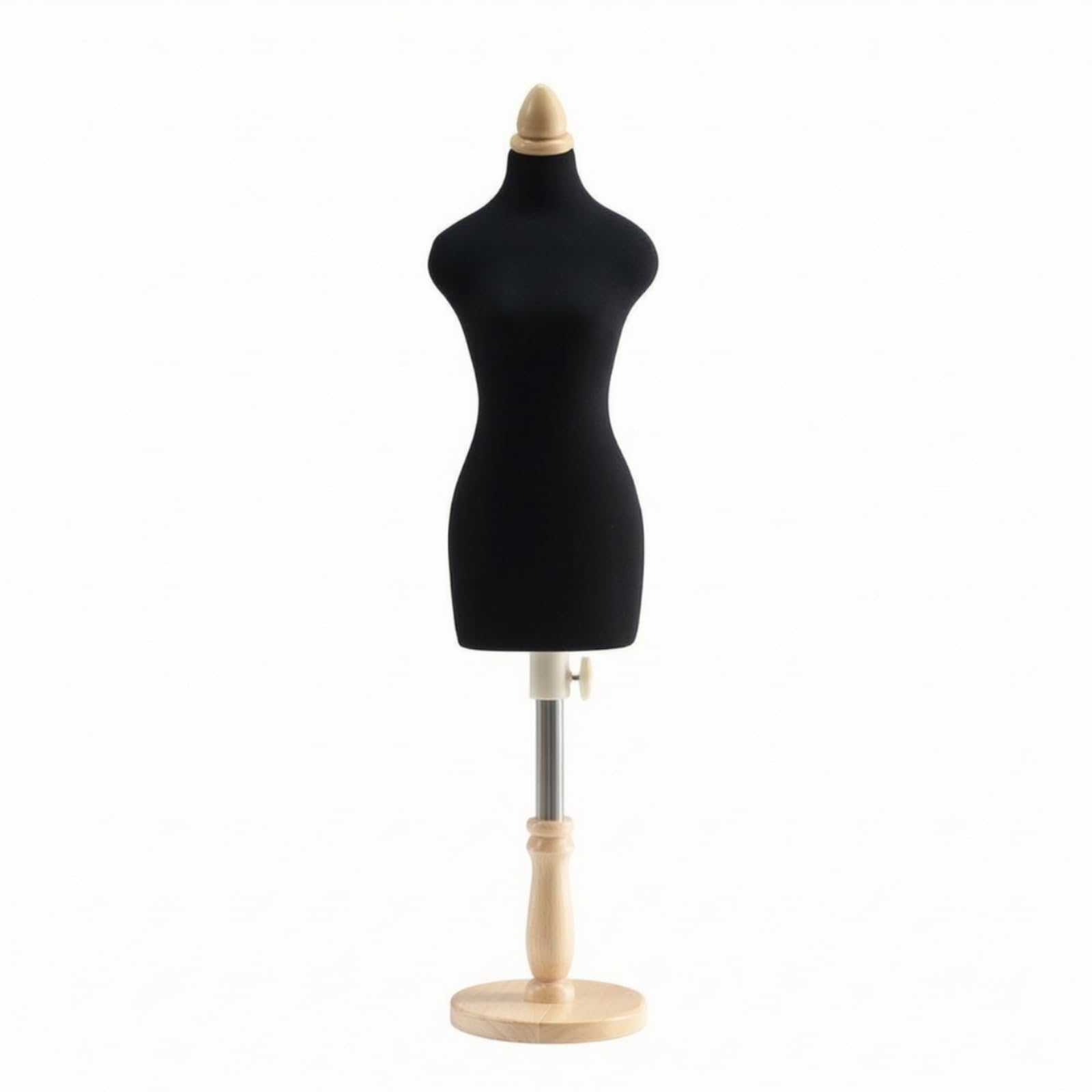 Busto da Sartoria Regolabile , Manichino Da Sarto In Scala 1/2 Con Base Rotonda In Legno Massello