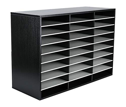 EasyPAG Wood File Organizer Mail Sorter Center Magazine Holder Paper Storage Cabinet Classroom Keepers Mailbox for Home & Office,27 Slots