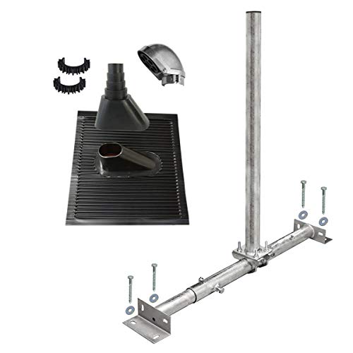Dachsparrenhalter Satellitenschüssel Montage Set Sparrenhalter feuerverzinkt ALU-Dachziegel schwarz SAT Mastkappe