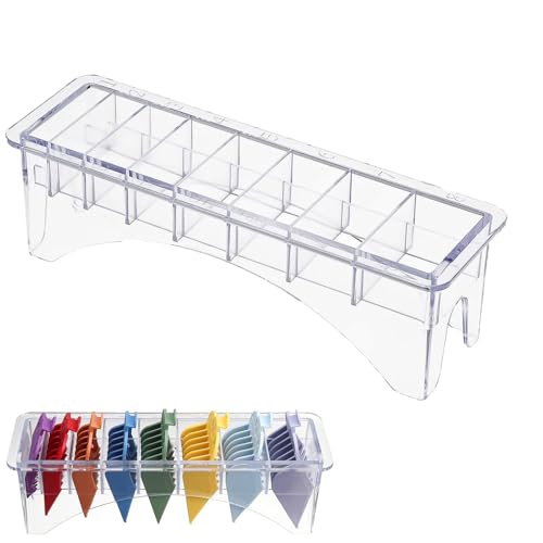 Beavorty Electric Clipper Limit Comb Storage Case with 8 Slots Plastic Box Organizer for Hair Cutting Accessories and Trimmers