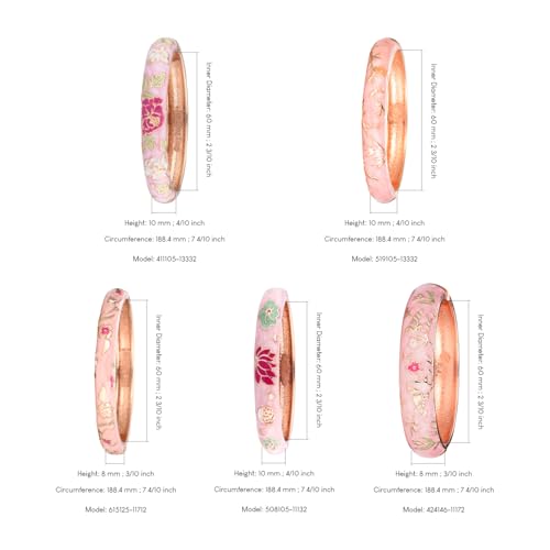 UJOY Bangles 5 Pcs Enamel Jewelry Set Rose Gold Flower Engraved Cloisonne Bracelets Pack in a Box 5PCS3