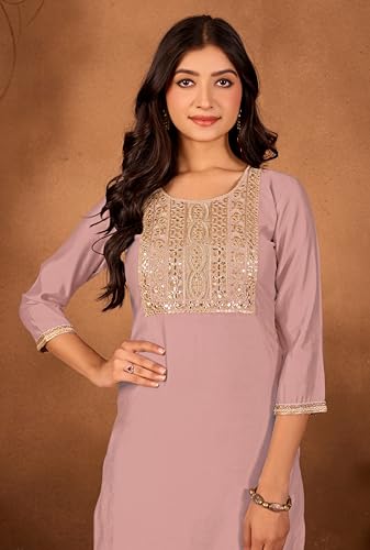 Image of Women's Embroidered Kurta Pant Set | Ethnic Kurta with Pant | Festive & Casual Wear Suit Set for Women