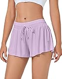 floral shorts lilac Anlässe: Perfekt für Gym, Yoga, Sport, Workout, Running, Biker, Wandern,Volleyball, Basketball, Golf, Tennisrock.
