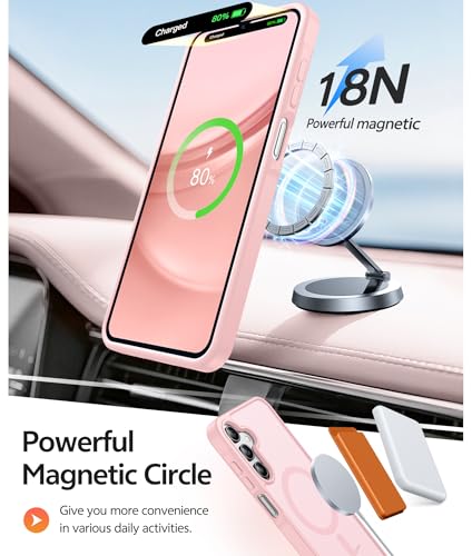 Image of FNTCASE for Galaxy A15 5G Phone Case: [Compatible with Magsafe] [Screen Protector] Matte Translucent Military-Grade Protection for Samsung A15 Cover - Light Pink