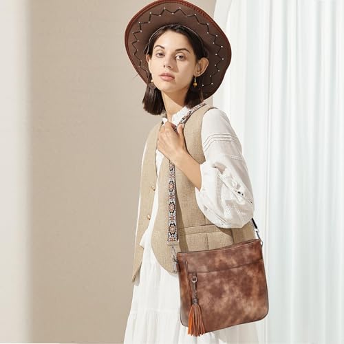 Image of 2PCS /Set Crossbody Bags for Women,Vegan Leather Hobo Purse Wallet For Women Set,Shoulder Bags With 2 Adjustable Strap